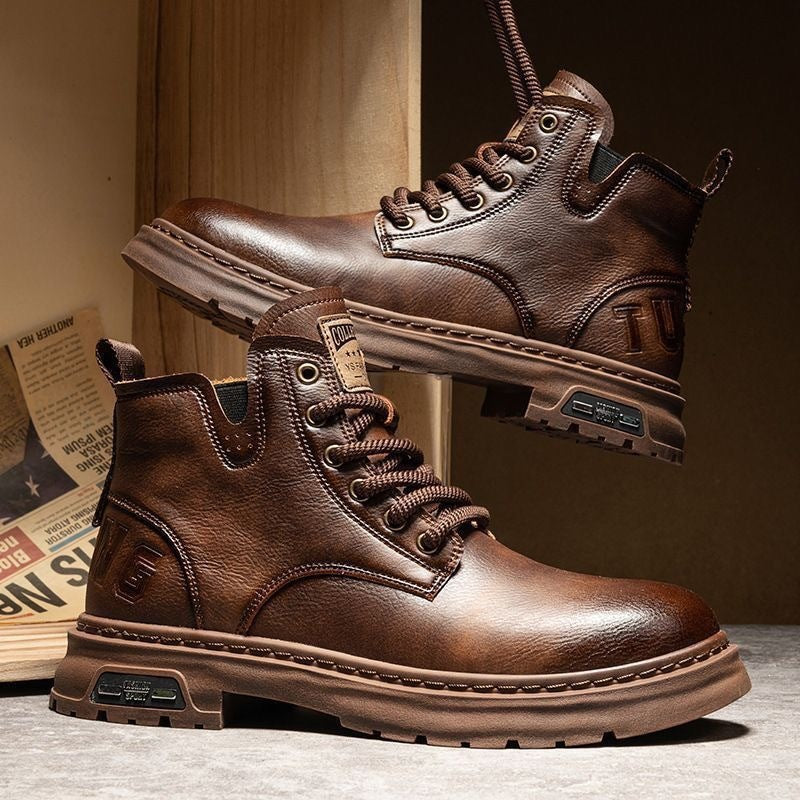 Herren Robuste Leder Stiefel Nord Taschen