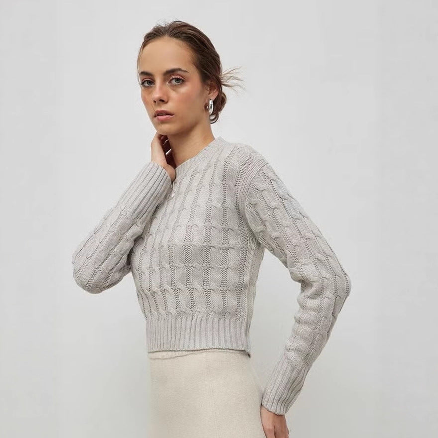 Damen Eleganter Strickpullover mit Zopfmuster Nord Taschen