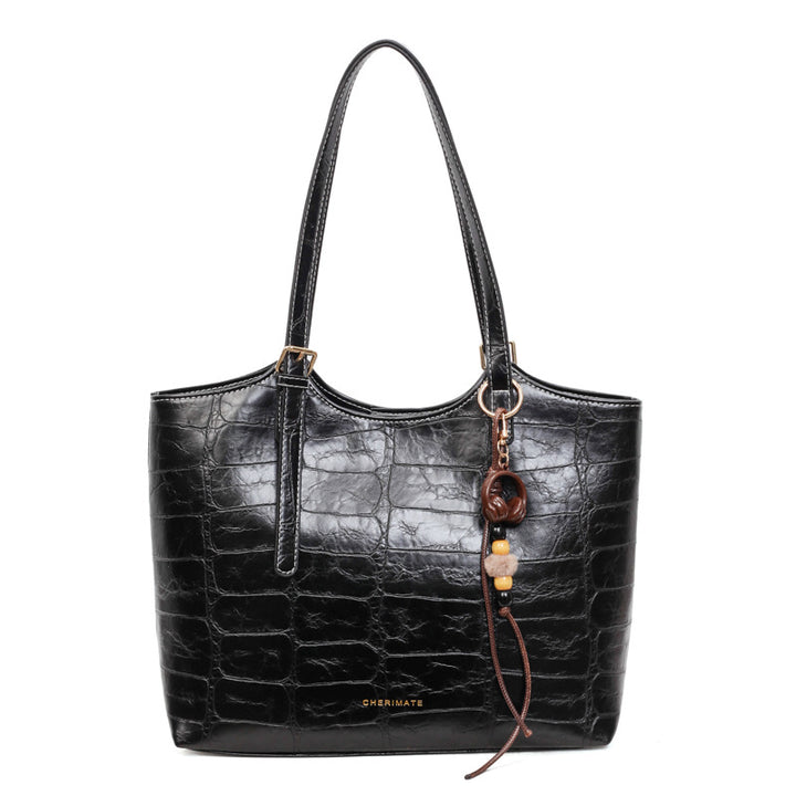 Damen elegante Handtasche im Krokoleder-Look mit charmantem Anhänger Nord Taschen