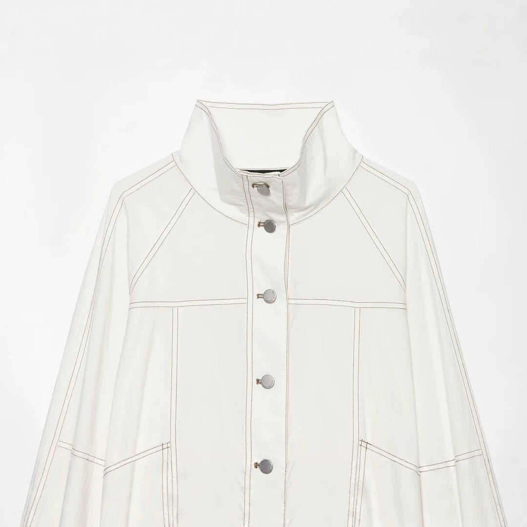 Damen Cropped Parka‑Jacke mit hohem Funnelkragen, Pattentaschen und Bindegürtel Nord Taschen