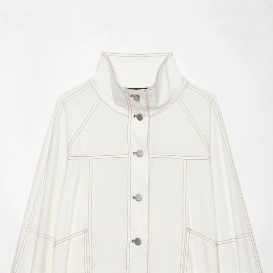Damen Cropped Parka‑Jacke mit hohem Funnelkragen, Pattentaschen und Bindegürtel Nord Taschen