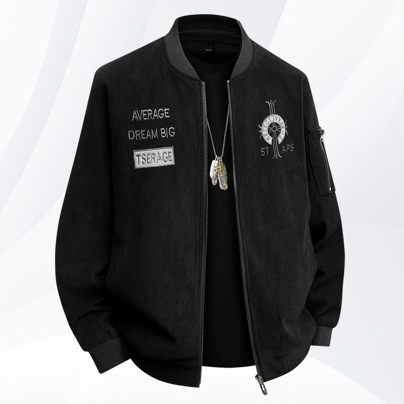 Men's  textured ribbed bomber jacket with embroidered chest crest and zip sleeve pocket Nord Taschen