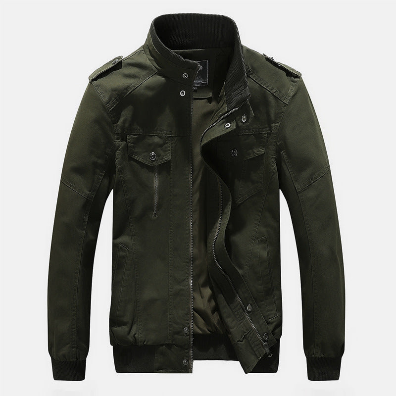 Herren Urbaner Canvas-Pilotblouson mit verstärkten Schultern, Stehkragen und verdecktem Reißverschluss Nord Taschen