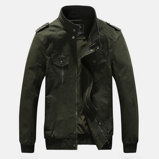Herren Urbaner Canvas-Pilotblouson mit verstärkten Schultern, Stehkragen und verdecktem Reißverschluss Nord Taschen