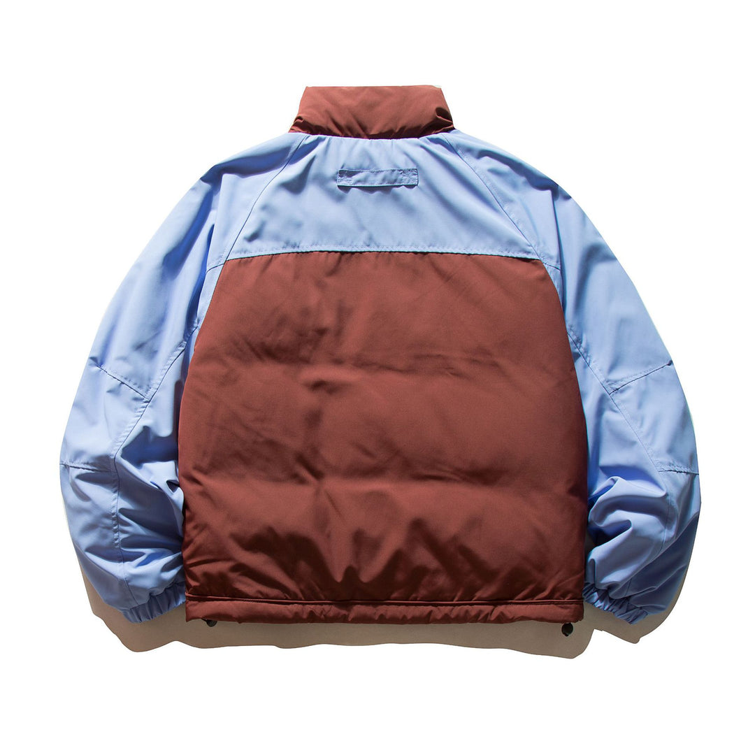 Unisex Kurz geschnittene Colorblock-Wattierungsjacke mit Raglanärmeln und hohem Stehkragen Nord Taschen