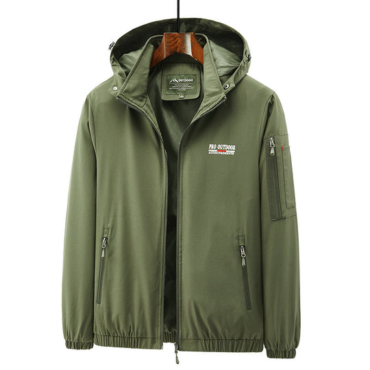 Herren Leichte Softshell-Outdoorjacke mit Kapuze, Ärmeltasche und Reißverschlusstaschen Nord Taschen