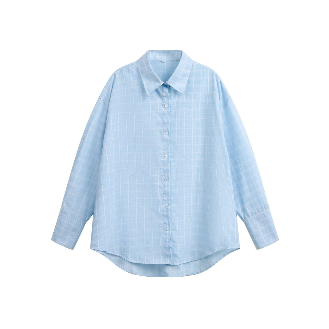 Damen Oversize-Bluse mit feinem Karomuster, Drop-Shoulder und verlängerter Rückenpartie Nord Taschen