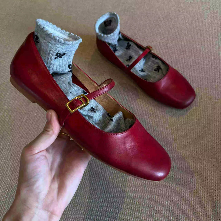 Damen elegante Mary Jane Ballerinas mit praktischer Schnallenverzierung
