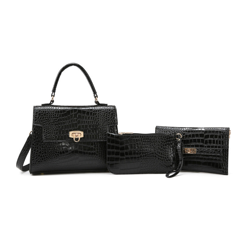 Damen Handtaschen-Set mit eleganter Krokodil-Prägung Nord Taschen