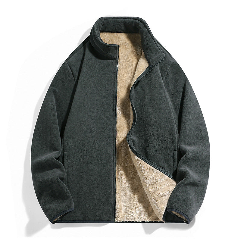 Herren Thermo-Fleecejacke mit weichem Sherpa-Innenfutter und Stehkragen Nord Taschen
