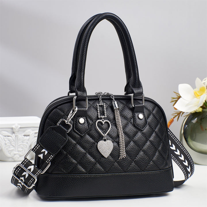 Damen elegante Handtasche mit elegantem Karomuster und modischen Anhängern Nord Taschen
