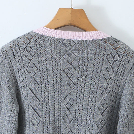 Damen Feinstrick-Zweiteiler Cardigan mit Schleifenkragen und Zierweste Nord Taschen