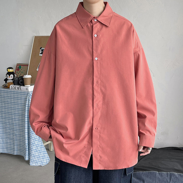 Herren leichtes Overshirt-Hemdjacke aus Baumwollmix mit verdeckter Knopfleiste, überschnittener Schulter und abgerundetem Saum Nord Taschen