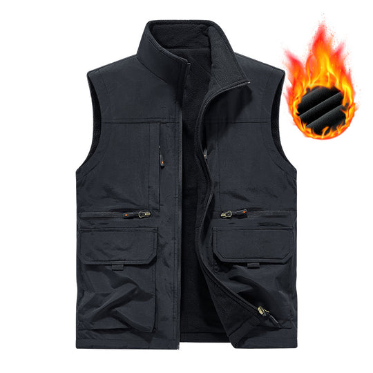 Herren Gefütterte Utility‑Weste mit wärmendem Fleece‑Innenfutter, winddicht & Multifach‑Taschen Nord Taschen