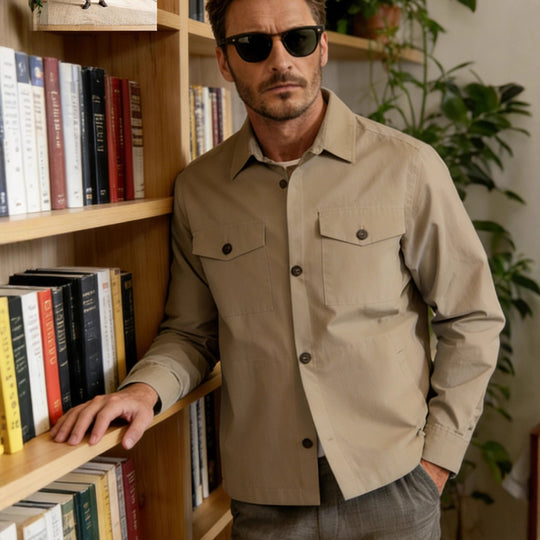Herren Overshirt-Hemdjacke mit Pattentaschen und klassischem Hemdkragen Nord Taschen