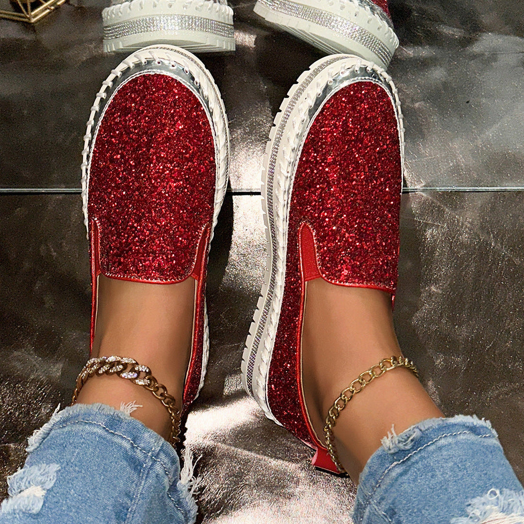 Damen Slip-On Glitzer Sneakers