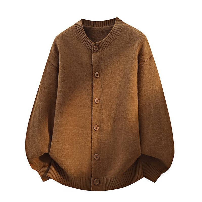 Unisex Oversize Strickcardigan mit Rundhalsausschnitt, Ballonärmeln & durchgehender Knopfleiste Nord Taschen