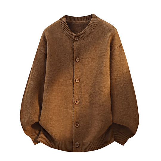 Unisex Oversize Strickcardigan mit Rundhalsausschnitt, Ballonärmeln & durchgehender Knopfleiste Nord Taschen