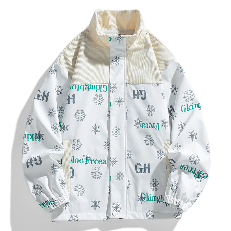 Damen Oversize-Übergangsjacke mit Cordbesatz und Stehkragen Nord Taschen