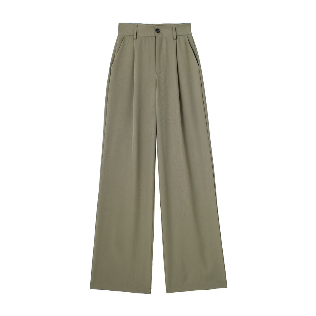 Damen Weite Highwaist-Bundfaltenhose mit Bügelfalte und seitlichen Eingrifftaschen Nord Taschen