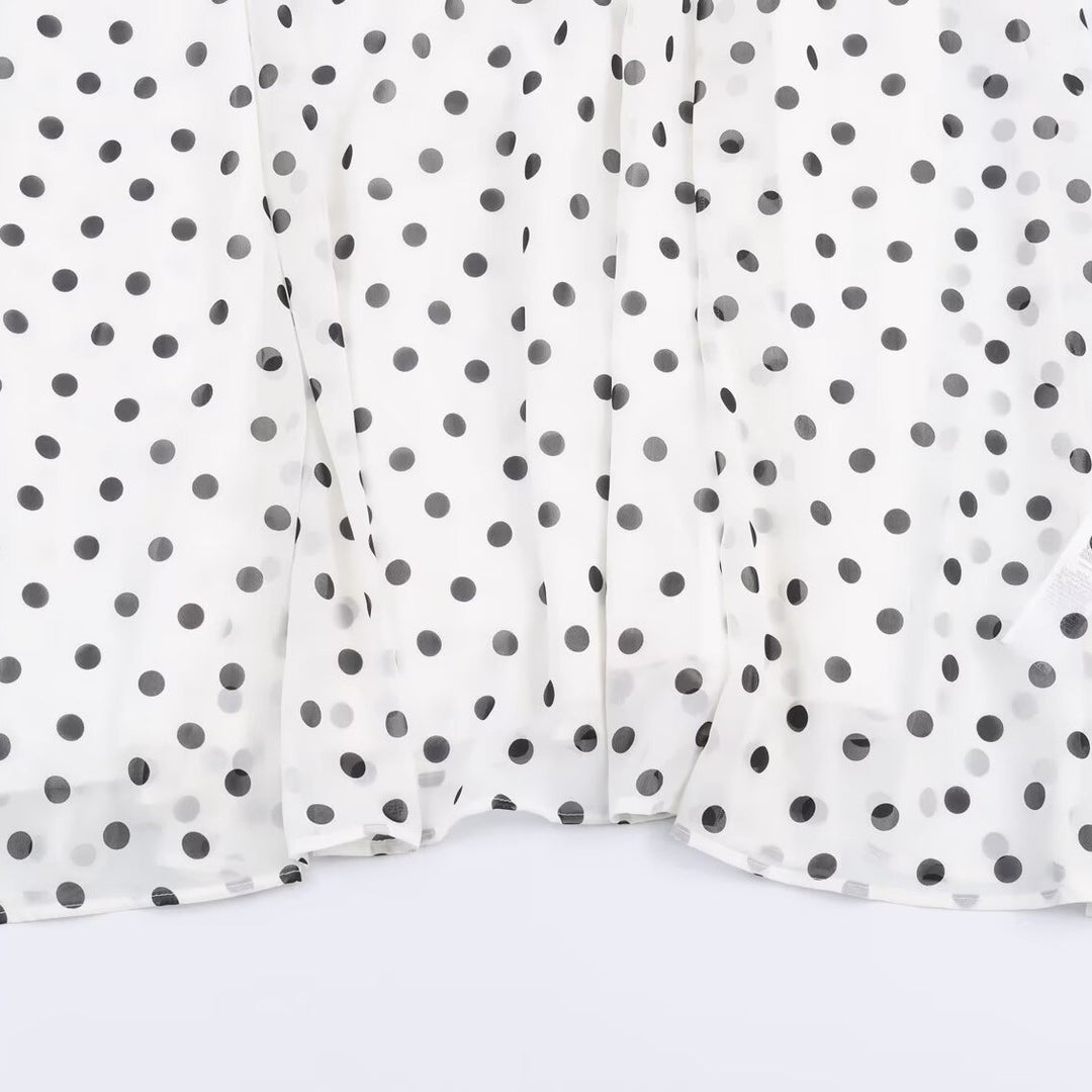 Damen Midikleid im Retro-Punkte‑Look mit taillierter Schnittführung und Ballonärmeln Nord Taschen