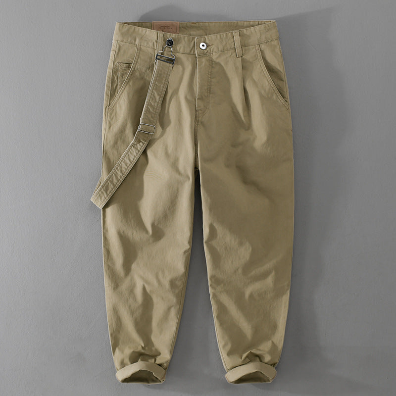 Herren Tapered-Chinohose mit abnehmbarem Gurt, hohem Bund und gekrempeltem Saum Nord Taschen