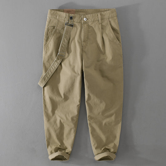 Herren Tapered-Chinohose mit abnehmbarem Gurt, hohem Bund und gekrempeltem Saum Nord Taschen