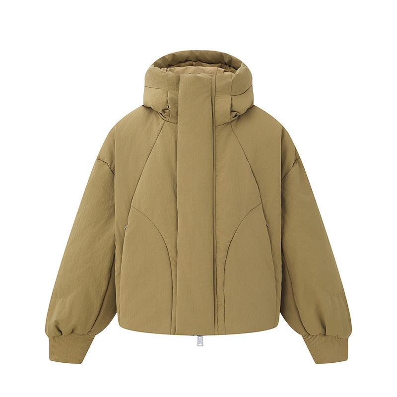 Damen Kurz geschnittene wattierte Steppjacke mit hohem Stehkragen und Ballonärmeln Nord Taschen