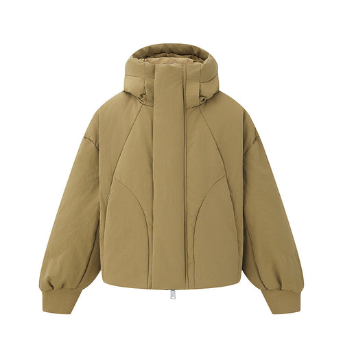 Damen Kurz geschnittene wattierte Steppjacke mit hohem Stehkragen und Ballonärmeln Nord Taschen