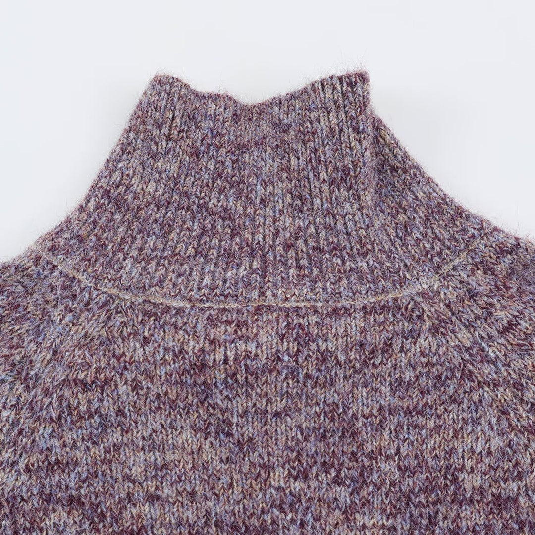 Damen Grobgestrickter Cardigan mit hohem Rollkragen und durchgehender Knopfleiste Nord Taschen
