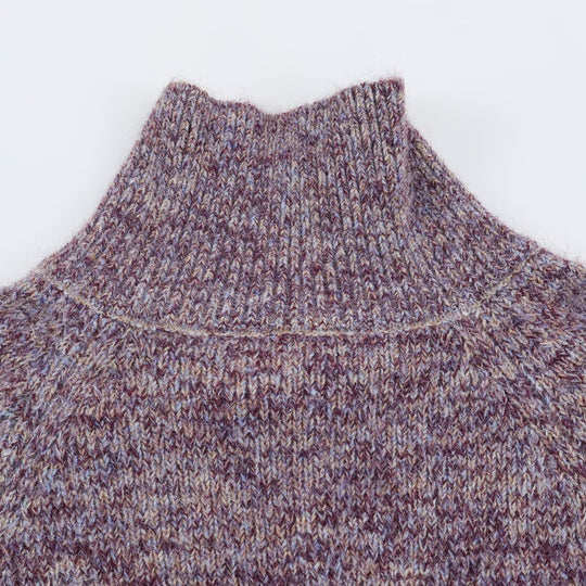 Damen Grobgestrickter Cardigan mit hohem Rollkragen und durchgehender Knopfleiste Nord Taschen