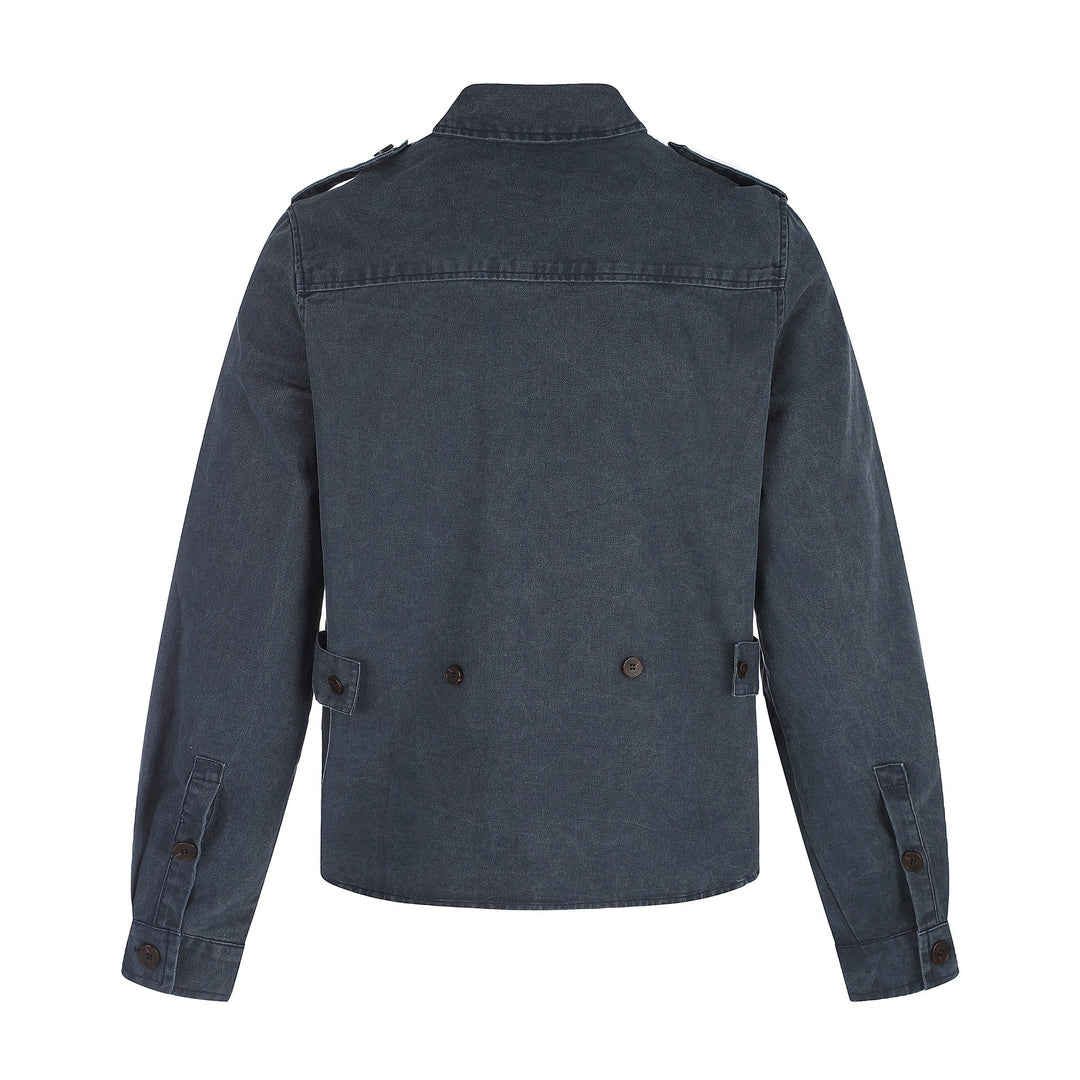 Herren Hemdjacke aus gewaschenem Denim mit Pattentaschen und Schulterklappen Nord Taschen