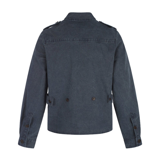 Herren Hemdjacke aus gewaschenem Denim mit Pattentaschen und Schulterklappen Nord Taschen