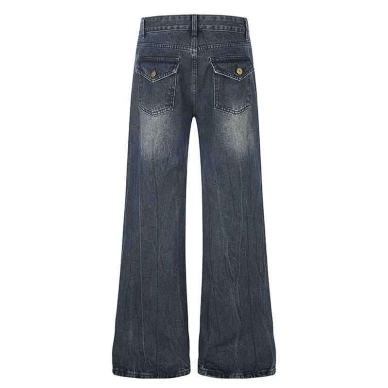 Damen Weite Denim‑Palazzo‑Jeans mit hohem Bund und Zier‑Reißverschlusstaschen Nord Taschen