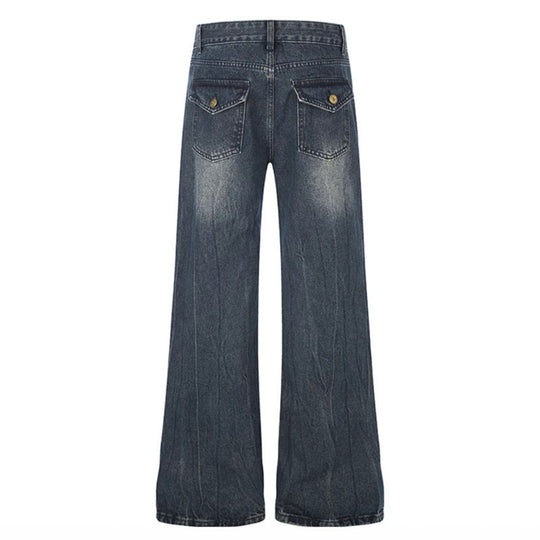 Damen Weite Denim‑Palazzo‑Jeans mit hohem Bund und Zier‑Reißverschlusstaschen Nord Taschen