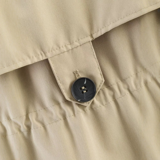 Damen Kurzjacke im Trenchstil mit Tunnelzugtaillierung und Karofutter Nord Taschen