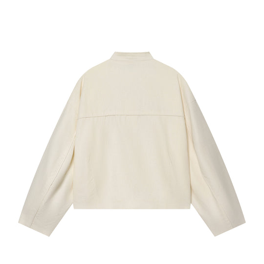 Damen Cropped Jacke mit Stehkragen und dekorativen Knotenknöpfen Nord Taschen