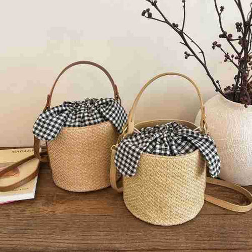 Damen geflochtene Rucksackhandtasche mit kontrastierendem Innenbeutel Nord Taschen