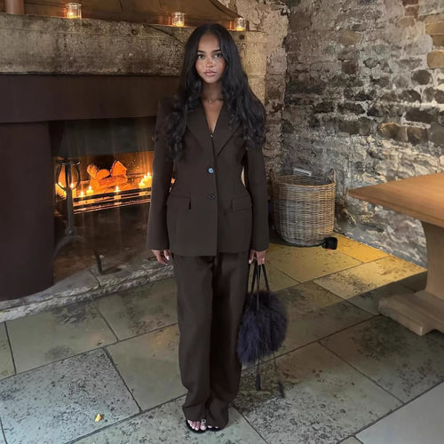Damen Elegantes Blazer-Outfit mit weiter Hose Nord Taschen