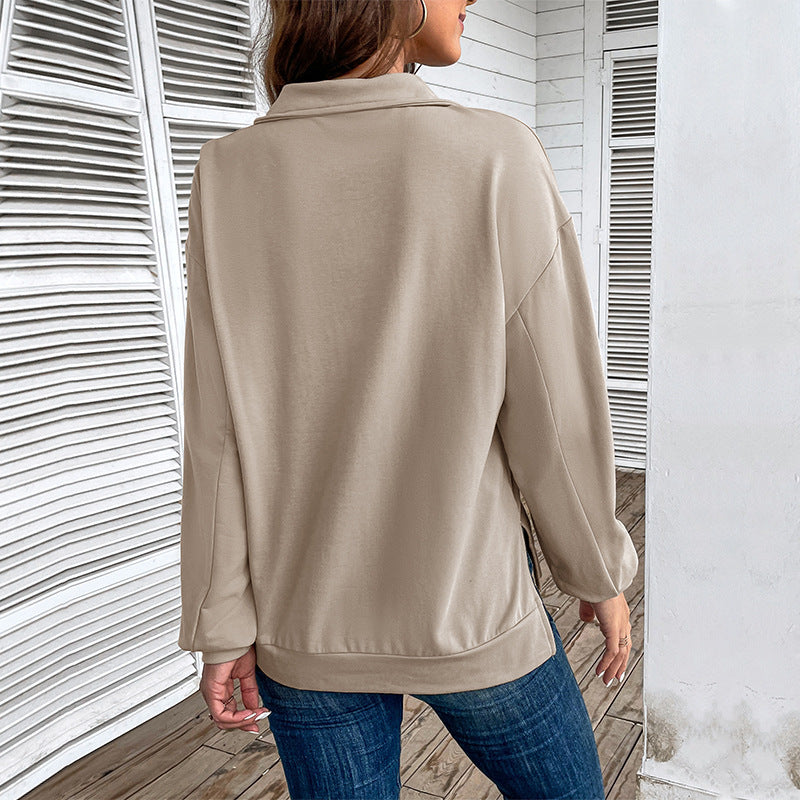 Damen Leichtes Halbzip-Sweatshirt im Relaxed-Fit mit Kängurutasche und Stehkragen Nord Taschen