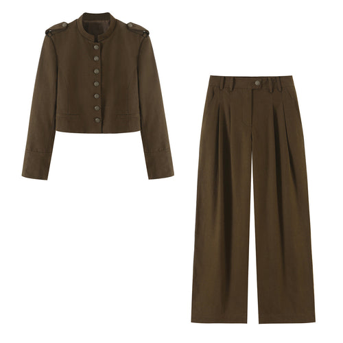 Damen Hochtaillierte weite Bundfaltenhose mit Seitentaschen Nord Taschen