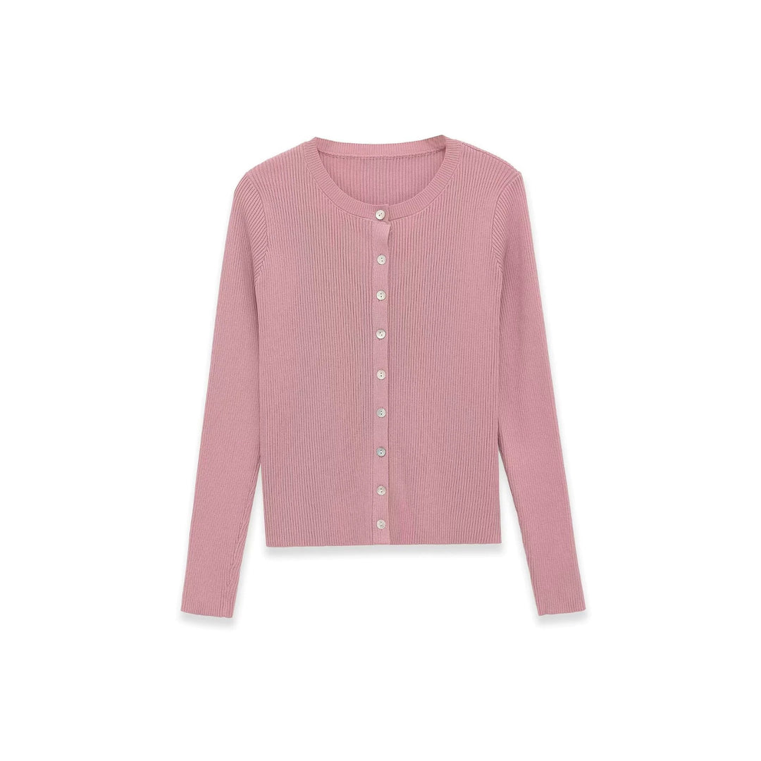 Damen Feinripp-Feinstrick-Cardigan mit durchgehender Knopfleiste und Rundhalsausschnitt Nord Taschen