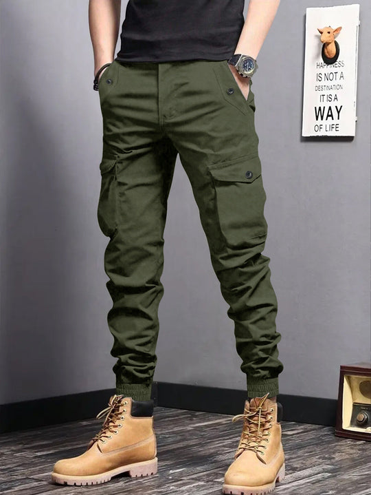 Herren Cargo-Joggerhose mit elastischem Bund, Tunnelzug und Multifunktionstaschen Nord Taschen