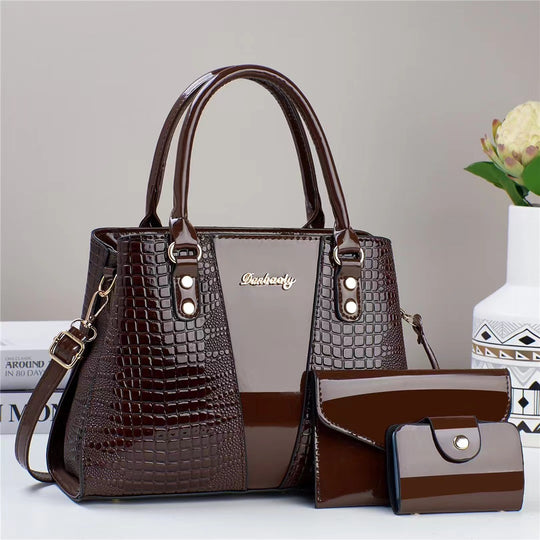 Damen Handtasche mit elegantem Krokodilleder-Design und abnehmbarem Portemonnaie Nord Taschen