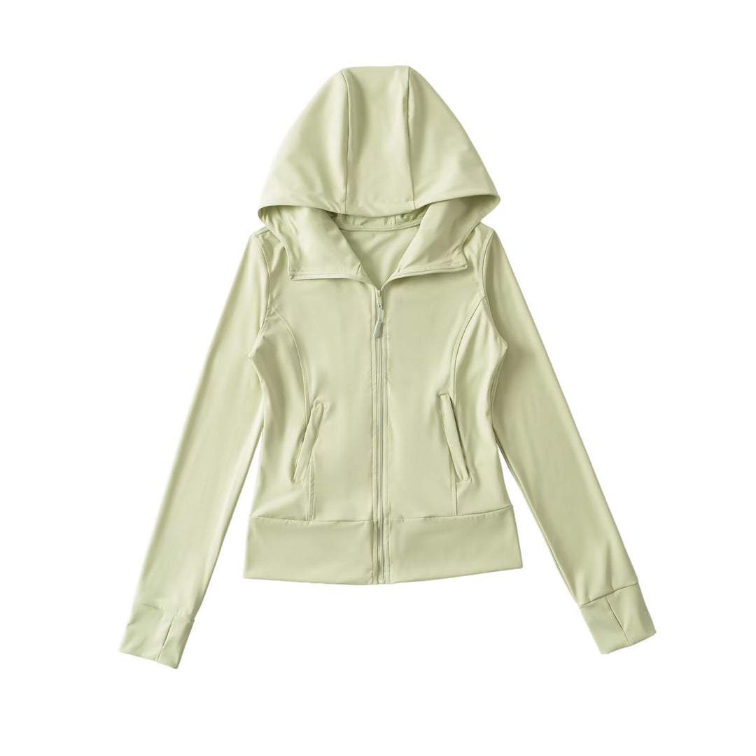 Damen Kapuzen-Sportjacke mit durchgehendem Reißverschluss, taillierter Passform und integrierten Reißverschlusstaschen Nord Taschen