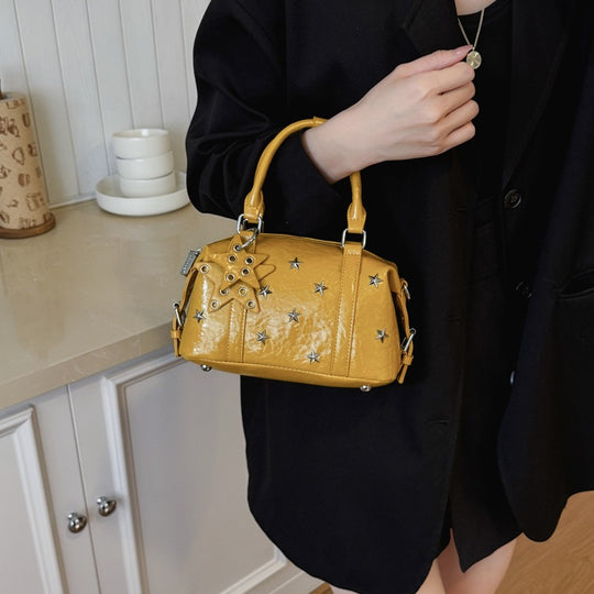 Damen modische Handtasche mit glanzvollem Sternenmotiv und abnehmbaren Tragegriff Nord Taschen