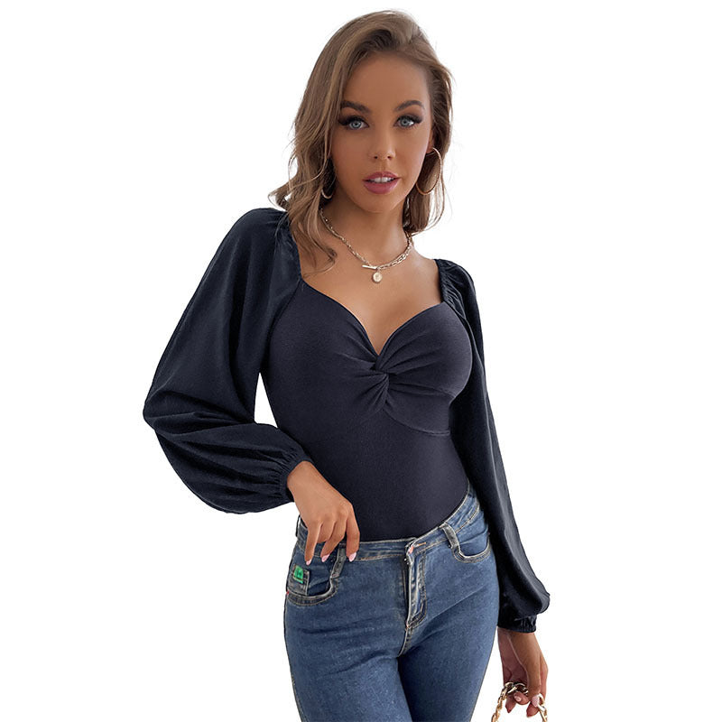 Damen Eleganter Bodys mit Puffärmeln Nord Taschen
