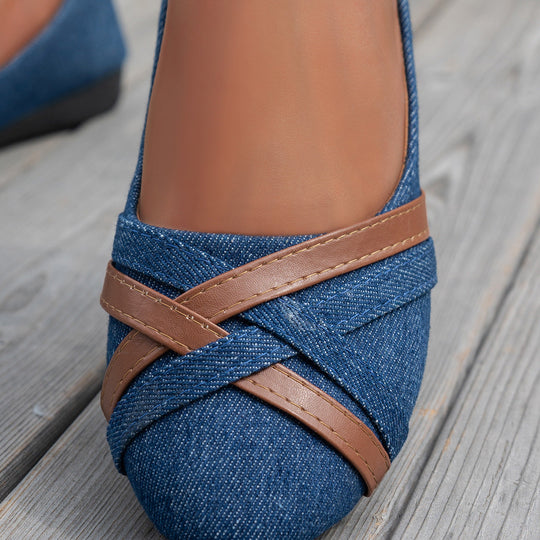 Damen elegante Ballerinas mit gekreuzten Riemen