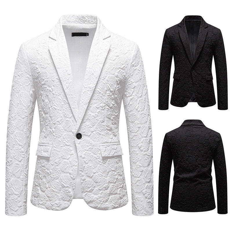 Herren strukturiertes Business-Sakko mit floraler Jacquardstruktur und Slim-Fit Nord Taschen