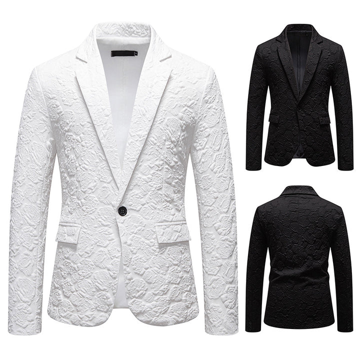 Herren strukturiertes Business-Sakko mit floraler Jacquardstruktur und Slim-Fit Nord Taschen